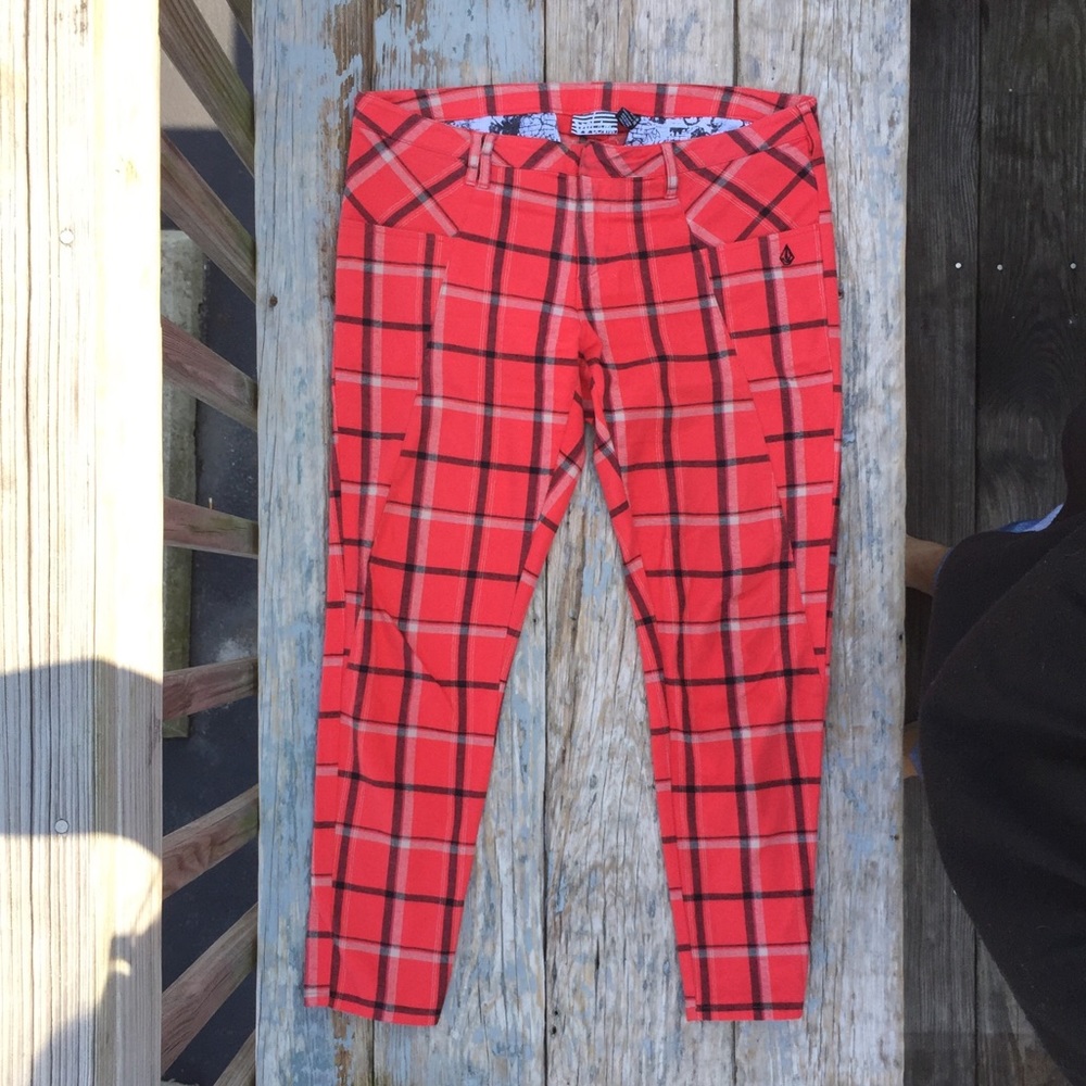 Volcom Red Plaid Trousers